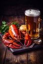 snack red glass healthy seafood crawfish background crab beer food crayfish. Generative AI.