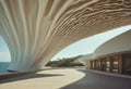 Shell and clamshell canopy with brackets and beautiful shape, modern building materials, unconventional shape,