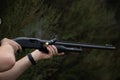Pump Action Shotgun Fires Royalty Free Stock Photo