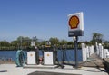 Shell fuel station for boats on the dock in Freeport, Long Island