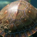 The shell has a range of brown hues with lighter, almost golden highlights Royalty Free Stock Photo