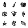 Shell icons set, simple style