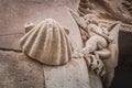 Shell and little angel of stone in Salamanca, Castilla y Leon