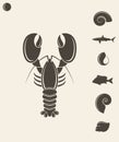 Shell. Lobster. Fish
