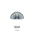 Shell outline vector icon. Thin line black shell icon, flat vector simple element illustration from editable travel concept Royalty Free Stock Photo