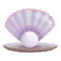 Shell with pearl icon, cartoon style Royalty Free Stock Photo