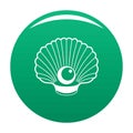 Shell with pearl icon vector green