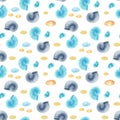 Shell and pebble watercolor hand painted seamless pattern. Royalty Free Stock Photo