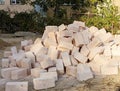 Shell Rock Blocks at the Construction Site Royalty Free Stock Photo