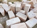 Shell Rock Building Blocks at the Construction Site Royalty Free Stock Photo