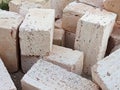 Shell Rock Building Blocks at the Construction Site Royalty Free Stock Photo