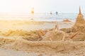 Shell Sand castles on the beach
