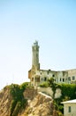 The Old Abandoned Lighthouse of Alcatraz, off the bay of San Francisco