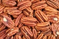 Shelled pecan nuts - food background