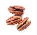 Shelled pecan nuts on white background Royalty Free Stock Photo