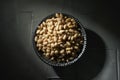 Shelled pine nuts in a bowl