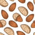 Shelled and Unshelled Almond Seamless Pattern