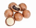 Shelled and unshelled macadamia nuts Royalty Free Stock Photo