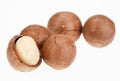 Shelled and unshelled macadamia nuts Royalty Free Stock Photo