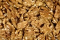 Shelled walnut kernels background