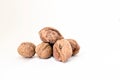 Shelled walnuts isolated on a white background. Royalty Free Stock Photo