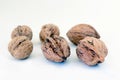 Shelled walnuts isolated on a white background. Royalty Free Stock Photo