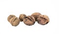 Shelled walnuts isolated on a white background. Royalty Free Stock Photo