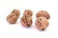 Shelled walnuts isolated on a white background. Royalty Free Stock Photo