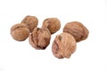 Shelled walnuts isolated on a white background. Royalty Free Stock Photo