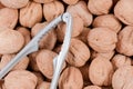 Shelled walnuts with nutcracker Royalty Free Stock Photo
