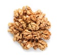 Shelled walnuts on white background Royalty Free Stock Photo
