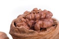 Shelled walnuts on a white background. Isolated. Dried nuts Royalty Free Stock Photo