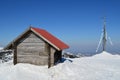 Sheller and antenna in melting snow Royalty Free Stock Photo