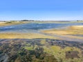 Shellfish area next to isla cristina beach, Costa de la Luz, Huelva, Spain. Cantil beach in the background