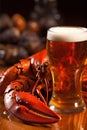 shellfish food seafood crayfish glass crab snack background red beer crawfish. Generative AI. Royalty Free Stock Photo