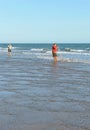 Clam fisherman working on the seashore of El Rompido beach on the coast of Huelva., Andalusia region, Spain