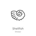 shellfish icon vector from dinosaur collection. Thin line shellfish outline icon vector illustration. Outline, thin line shellfish