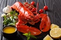 Shellfish plate of crustacean seafood with fresh boiled lobster Royalty Free Stock Photo