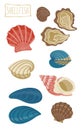 Shellfish, vector cartoon illustration