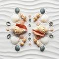 Shells in beige and white hues, small abalone shells with iride Royalty Free Stock Photo