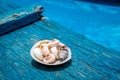 Shells on a deck of an old wooden boat, Boracay Island, Philippines Royalty Free Stock Photo