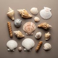 Shells with radiating ridges and turreted shells featuring spiny Royalty Free Stock Photo