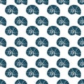 Shells seamless pattern. Repeat vector background. Spiral seashell pattern for textile design. Simple monochrome backdrop