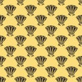 Shells seamless pattern on yellow background. Modern textile design