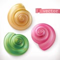 Shells, snails. 3d vector icon set Royalty Free Stock Photo