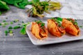 Shells staffed pasta with meat and tomato sauce Royalty Free Stock Photo