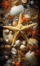 starfish and shells on the beach Royalty Free Stock Photo