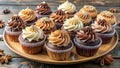 Shells of Sweetness: A Delightful Array of Icing-Covered Cupcakes generative AI