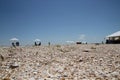 Shelly beach tourism background with blurred Royalty Free Stock Photo