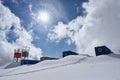 Shelter cabins for climbers on the slope of Mount Elbrus